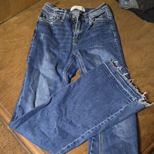 Women's Blue Frayed Hem Jeans